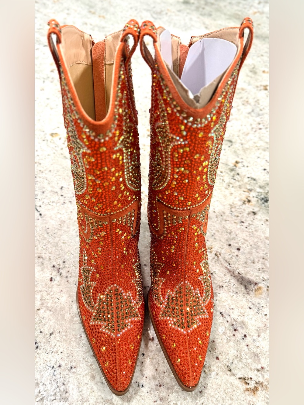 AZALEA WANG WOMEN'S ORANGE "SCOTT" WESTERN BOOTIES Cowboy Boots "NWT" - Picture 5 of 17